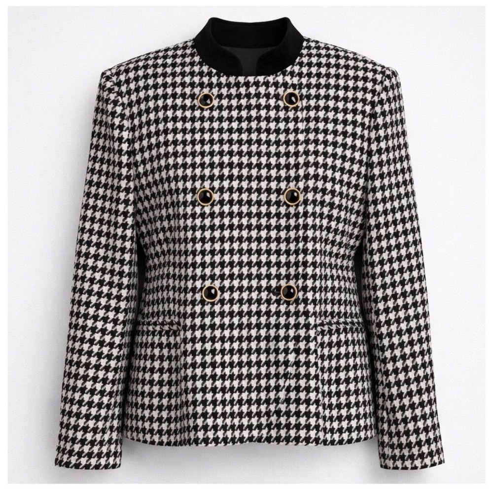 JONES NEW YORK‎ BLACK & WHITE HOUNDSTOOTH BLAZER
